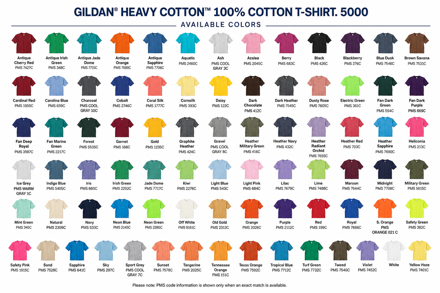 50 Custom Printed Gildan Heavy Cotton T-Shirts