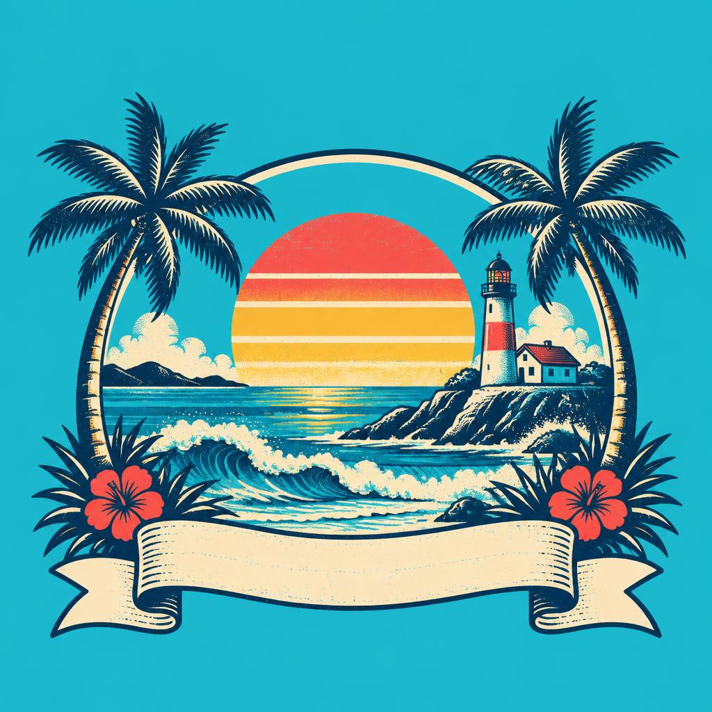 Lighthouse Sunset template illustration