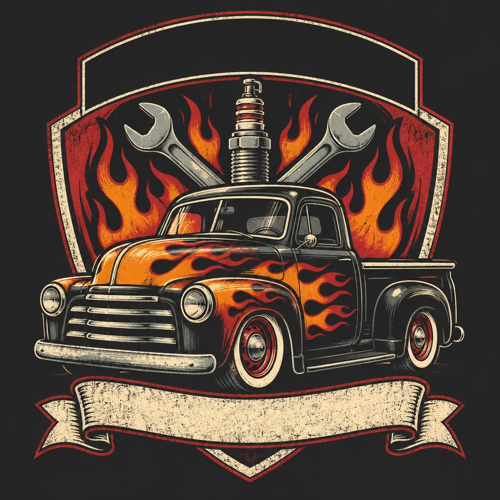 Flamed Hot Rod template illustration