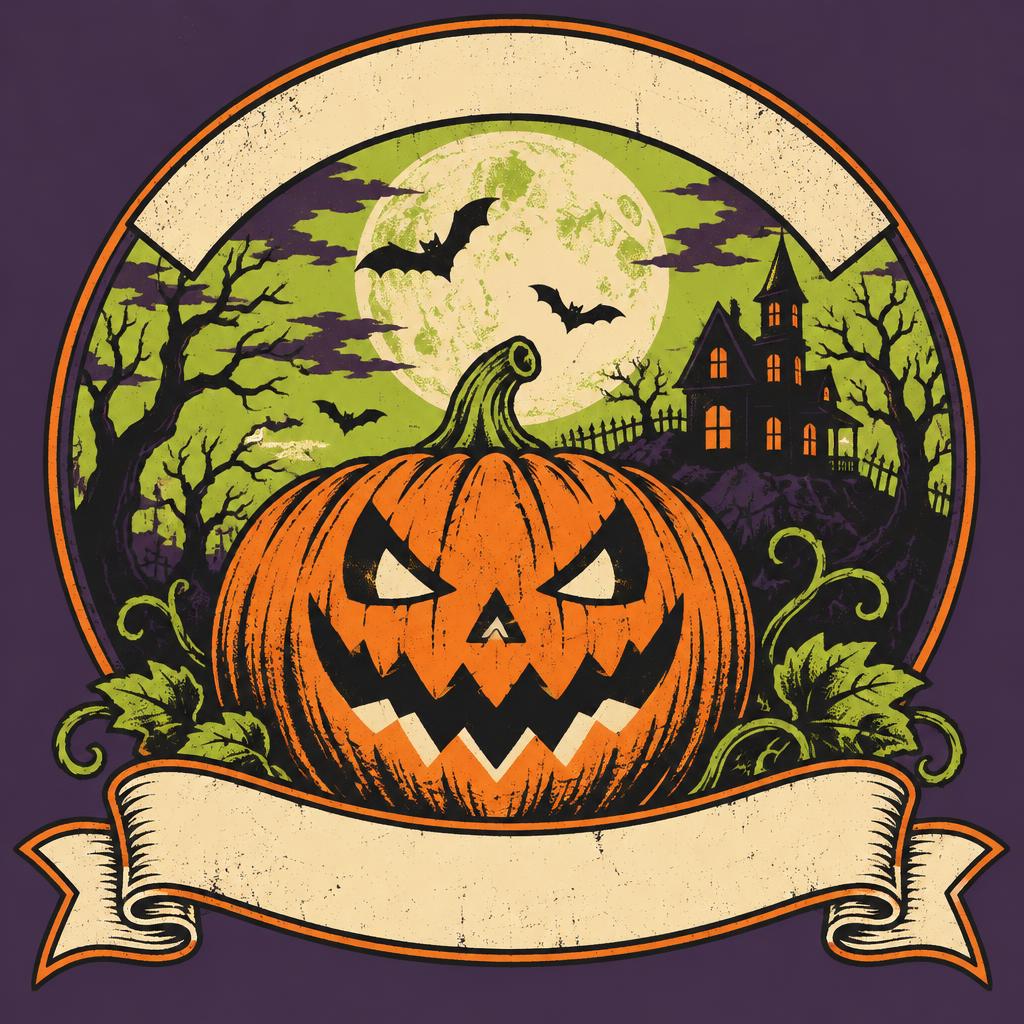 Haunted Pumpkin template illustration