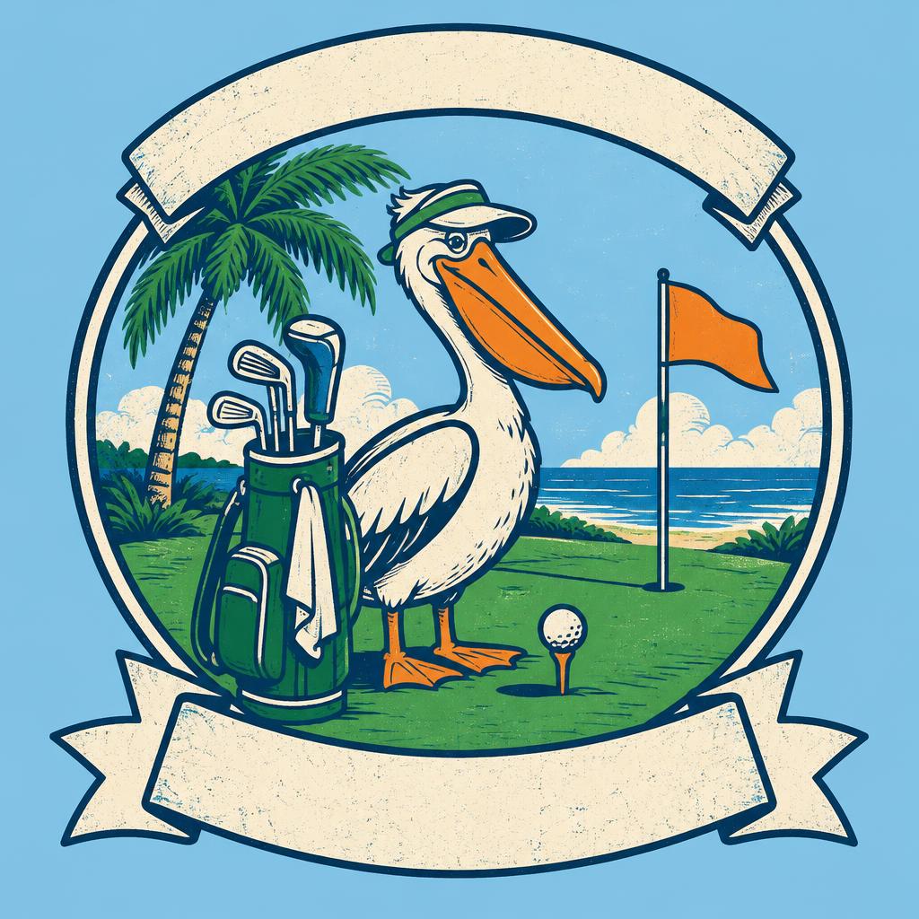 Pelican Tee Time template illustration