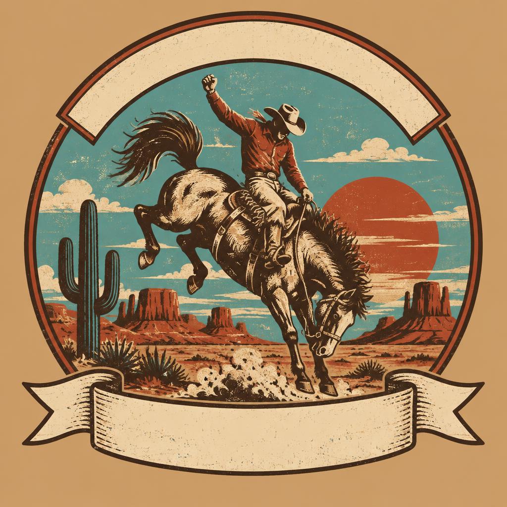 Bucking Bronco template illustration